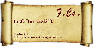 Frühn Csák névjegykártya